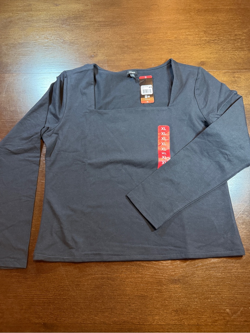 Express Black Long-Sleeve Square Neck Top